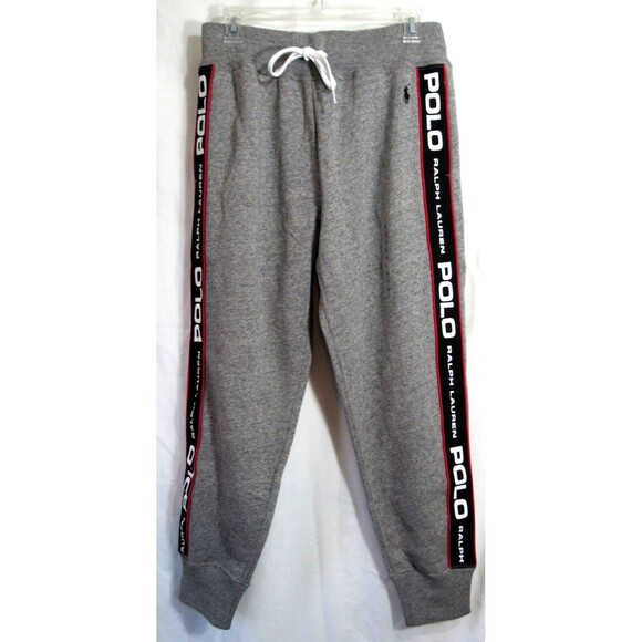 Polo Ralph Lauren Gray Logo Side Tape Stripe Sweatpants Size Small NWT - Picture 1 of 8